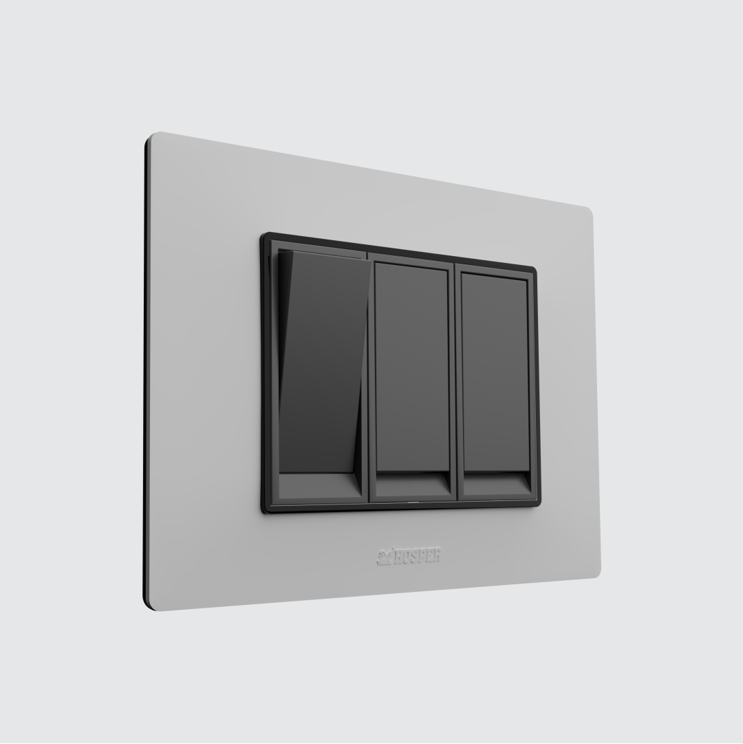 Quartz Grey Flat Switch With Cute White Plate